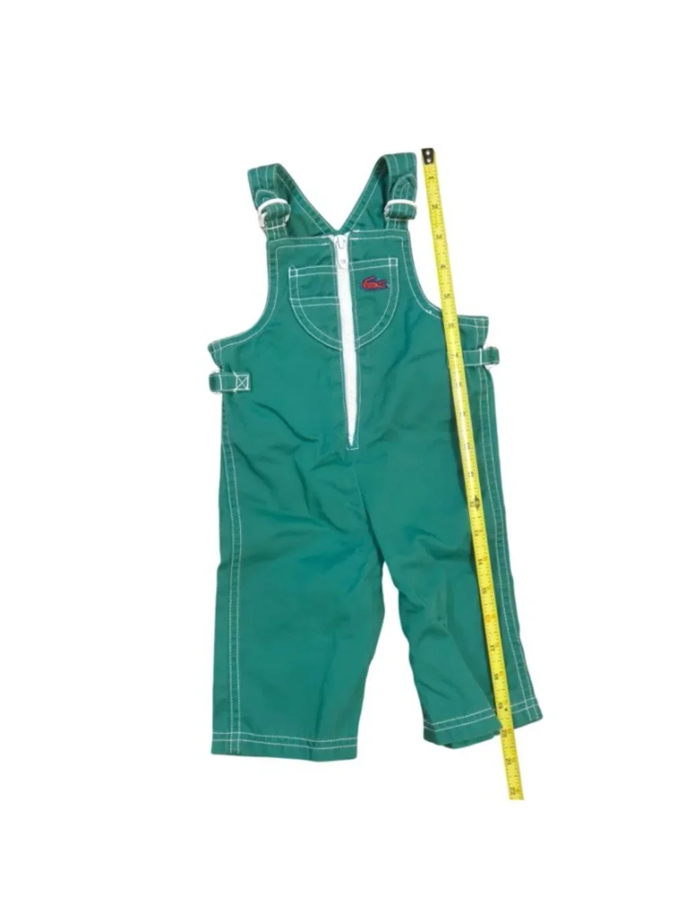 Izod Lacoste Infant Toddler Green Overalls Crocodile Alligator 12 Months Vintage